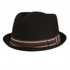 Hombre&apos;s Winter Wool Blend Pork Pie Derby Fedora Stripe Hatband Hat Black M/L 58cm 655209237117 eb-31115431